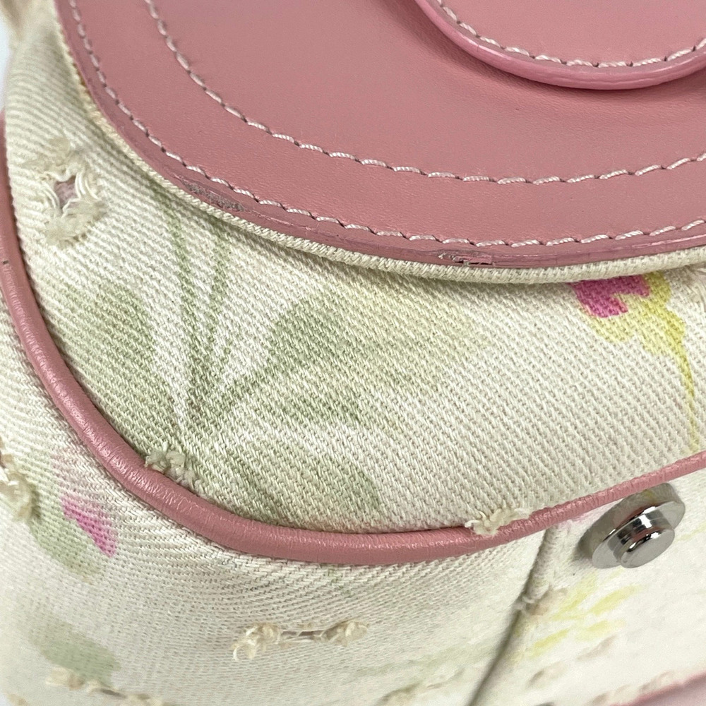 Christian Dior Floral Saddle Bag Shoulder Handbag Canvas Pink White - Picture 6 of 6